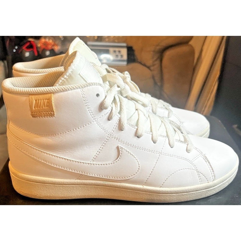Nike Court Royale 2 Mid Women's Size 11 Triple White Leather Shoes Sneakers